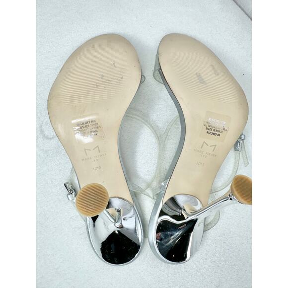Marc Fisher Calisty Silver Heels Womens Shoes 10M Clear - Picture 7 of 9